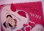Click to view larger image of Vintage 1940s Valentine Day Card Wife Hearts Love (Image2)