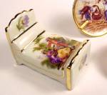 Click to view larger image of 2 Limoges Miniatures Plate in Stand & Bed Vintage Figurine France (Image2)