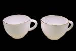 Click here to enlarge image and see more about item 62786: 2 Vintage Federal Glass Dura-White Punch Snack Set Cups Gold Trim