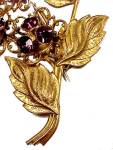 Click to view larger image of Large Floral Brooch Upright Amethyst Rhinestone Pistils (Image3)