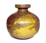 Click to view larger image of Royal Haeger Pottery Earth Graphic Wrap Vase Olive Green Mid Century (Image3)