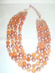4 Strand  Browns Multi-Color Bead Necklace