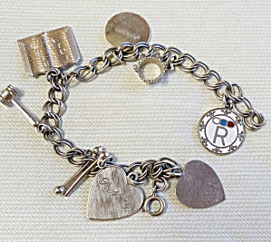 Vintage Odd Fellows Sterling Charm Bracelet With Charms