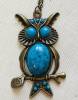 Click to view larger image of VINTAGE TURQUOISE IN SILVER OWL FRAME NECKLACE  (Image2)
