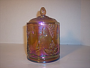 Gold Carnival Glass Harvest Grape Cookie Or Goodie Jar
