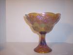 Gold Carnival Glass  Harvest Grape Large Compote