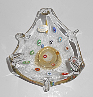 Murano Lavorazione Art Glass Bowl W/sticker Mint