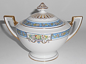 Thomas China Porcelain Trilby Floral W/gold Blue Sugar