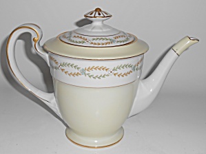 Early Noritake China Laurel Swags W/gold Band Teapot