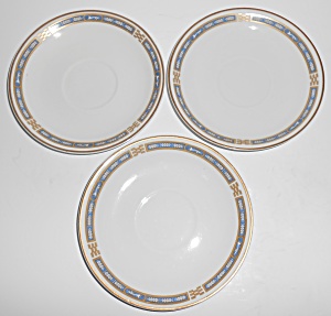 Syracuse China Blue Mistic W/gold Set/3 Saucers