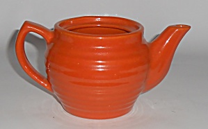 Bauer Pottery Ring Ware Orange Individual Teapot Rare