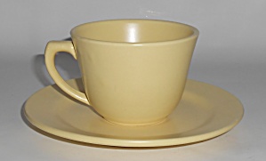 Bauer Pottery La Linda Matte Yellow Cup & Saucer Set