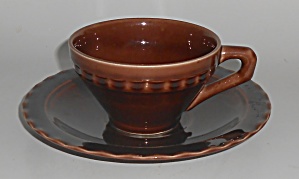 Vernon Kilns Pottery Coronado Brown Cup & Saucer