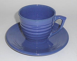 Vintage Bauer Pottery Ring Ware Cobalt Cup & Saucer Set