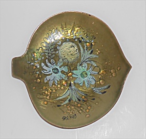 Sascha Brastoff Pottery Enamelled Copper Floral Tray