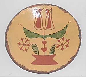 Turtle Creek Pottery Redware Tulip Decorated Kelly Smit