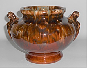 Brush Mccoy Pottery Brown Onyx Handled Urn Vase 5