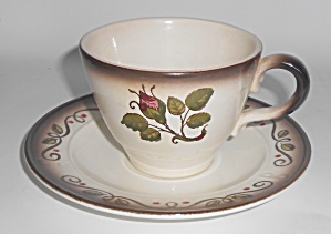 Metlox Pottery Poppy Trail Provincial Rose Cup & Saucer