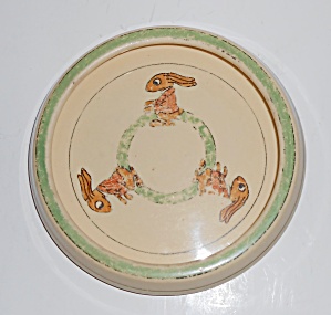 Roseville Pottery Creamware Juvenile Rabbit Baby Plate