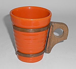 Bauer Pottery Ring Ware 6 Oz Orange Tumbler w/Handle (Image1)