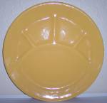Click to view larger image of BAUER POTTERY PLAIN WARE YELLOW 12.5" GRILL PLATE! (Image1)