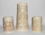 Click to view larger image of Weller Pottery Ivory Grape Tankard & Pair Mugs! (Image2)