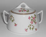Hertel Jacob Porcelain Red/White Petunia Sugar Bowl 