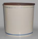 Click to view larger image of Bauer Pottery Floral Decorated Motto Canister W/Lid (Image2)