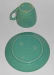 Click to view larger image of Vintage Bauer Pottery Ring Ware Jade Cup & Saucer Set (Image2)