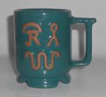 Frankoma Pottery Ranch Green Mug - Branding Iron