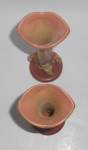 Click to view larger image of Vintage Pair Roseville Pottery Pink #379-8'' Vases (Image3)