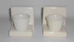 Click to view larger image of American Art Pottery Matte White Pair Book & Flower Pot (Image3)