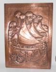 Click to view larger image of Vintage Wall Plaque Embossed Pressed Copper South Pacif (Image1)