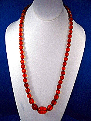 Amber Goldenfaceted 40s Necklace 27 Inches