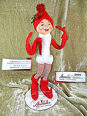 Christmas Annalee candystripe ELF with stand (Image1)