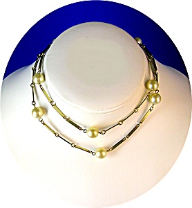 Vintage 9mm Pearl Chain Link Necklace