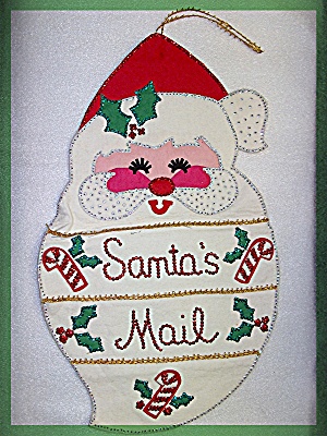 Christmas Red White Felt  Santa Card Mail Bag Hanging (Image1)