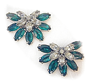 Dress Clips Emerald Clear Glass  Rhinestones   (Image1)
