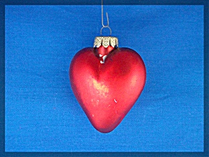 Pair Of Red Heart Christmas Tree Ornaments