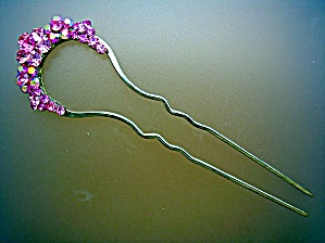 Pink Crystal Flowers Hair Pin (Image1)