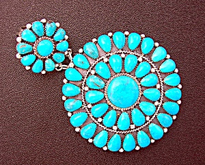 NavajoTurquoise Sterling Silver Double Pendant (Image1)