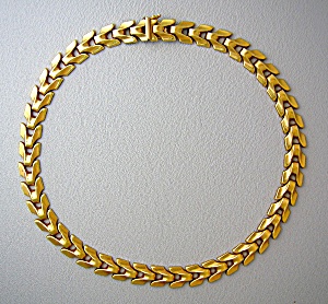 14K Yellow Gold Necklace Signed Aurelli Italy16 Inch (Image1)