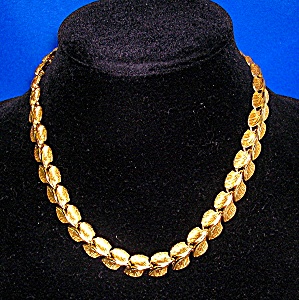 Gold Leaves Choker Necklace 17 Inch