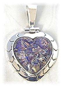 Sterling Silver Mexican Opal Heart Pendant