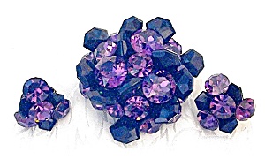 Amethyst And Black Jet Glass Brooch And Earrings
