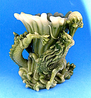 Oriental Dragon Jade Resin Vase