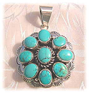 Sterling Silver Turquoise Pendant Signed B Johnson