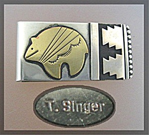 Signed Sterling Silver and Gold Money Clip Pendant (Image1)