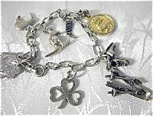 Vintage Sterling Silver 7 Charm Bracelet