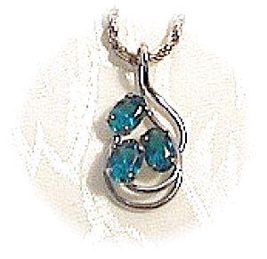 16 Inch Sterling Silver Chain Emerald Pendant